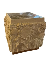 Hand Carved Mid Century Cement Side Table