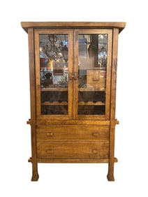 1980s French Country Mission Wine Rack Cabinet