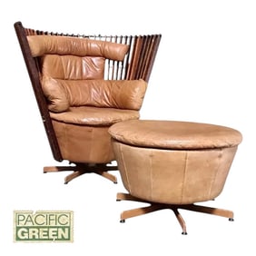 Pacific Green Armchair With Ottoman