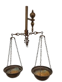 Antique American Brass Wall-Mount Scales