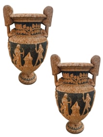 Pair of Late 20th Century Romanian Bronze Urns With Handles