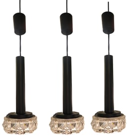 Three Italian 80s Cut Crystal Pendant Lights