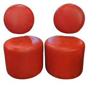 Pair of J. Robert Scott Mid Century Luctie And Leather Chairs on Rollers