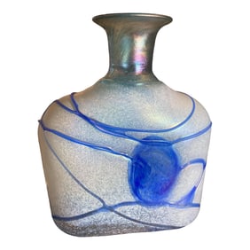 1950's Kosta Boda Bertil Vallien Blue Galaxy Art Glass Vase Decanter