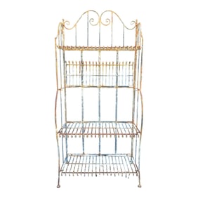 1940s Vintage Wrought Iron Foldable French Shelf Rack