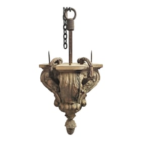 Mid Century Hanging Iron & Composite Pendant