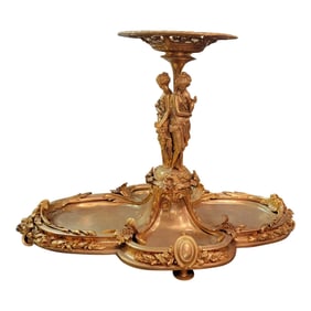 French Style Gilt Bronze Figural Centerpiece