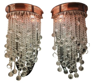 Modern Pair of Crystal Todd Rugee Sconces