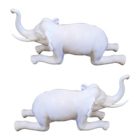 Mid Century Bronze Pair of Lucky Elephant Scupltures