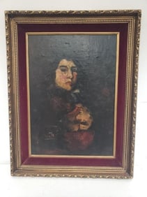 Vintage Oil Painting Two Faces