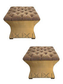 Pair of 21st Century Custom Leather Ottoman