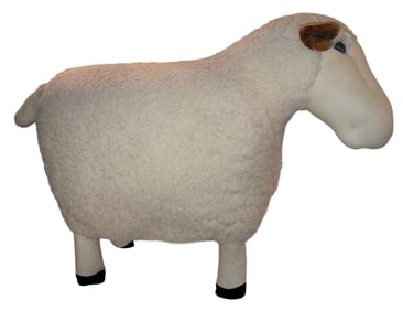 80s Decorative Sheep Stool In Wool