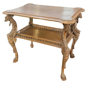 Two Tier Ornate Wooden Side Table