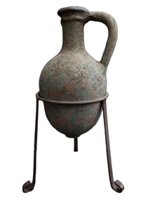 TERRACOTTA VASE ON METAL STAND
