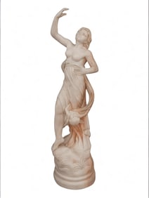 Italian Hand Carved Marble Figure of a Lady With Cherubs