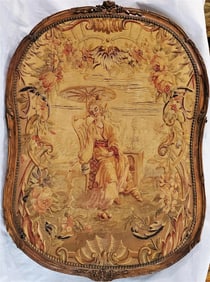 Early 19thc French Tapestry With Wooden Custom Frame