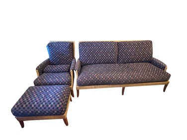Original Vintage McGuire Textile 3 Piece Sofa Set