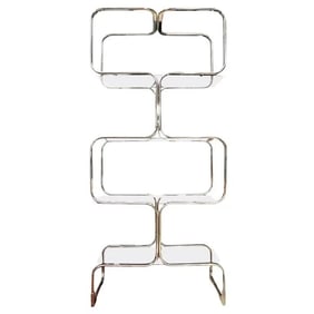 60s Italian Etagere by Tricom Chrome Glass Shelving