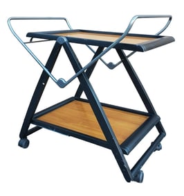 Modern Italian Two Tier Wooden Fold up Trolley