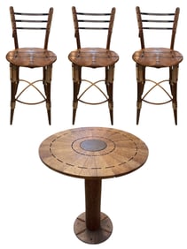 Set of Pacific Green Bar Stool/Dining Set With Chairs