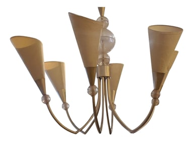 80s French Lucite Six Arm Chandelier