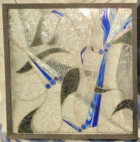 Italian Hand Made Art Nouveau Glass and Lucite Art Panel