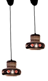 Pair of German Pottery Pendant Lamps