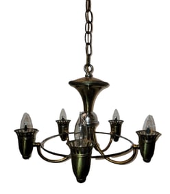 Italian Brass Five Light Chandelier