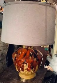Mid Century Glazed 3 Dimensional Table Lamp