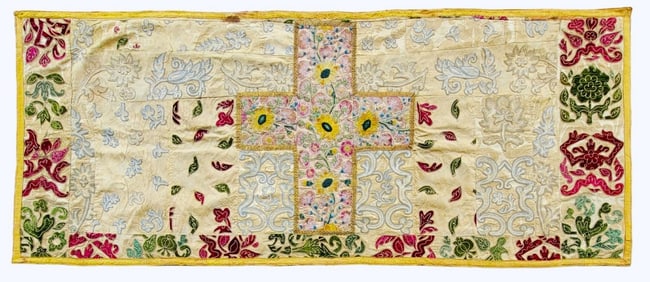 Late 18thc Italian Alter Cloth Hand Made Applique