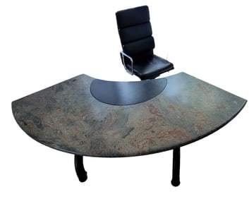 Italian Marble top W/Leather Base