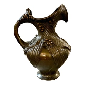 Antique Bronze Large Planter Jug With Detailed Grapes