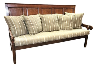 18th Century Handmade Wooden Bench/Settee With Custom Cushions