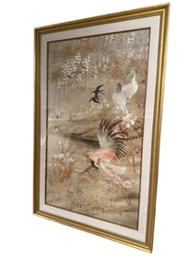 Handmade Late 19th Impressive Early Japanese Woven Tapestry