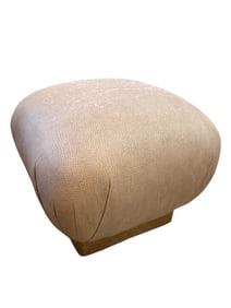 Marge Carson for John Stuart Brass and Nubuck Leather Upholstered Ottoman