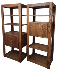 Pair of 70s Lou Hodges Adjustable Modern Bookcase with Cabinet