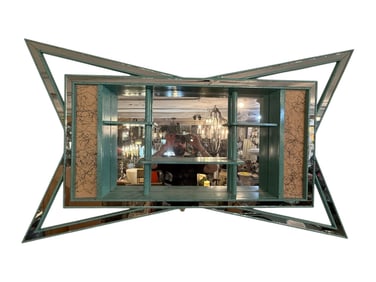 Retro MCM 50s Atomic Style Display Mirror Shelf
