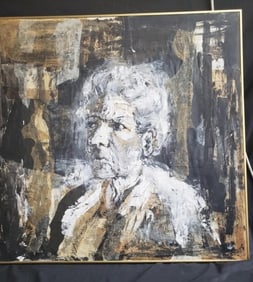 Signed Figurative Collage Impasto Painting