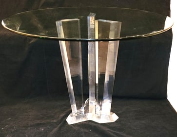 MidCentury Mikhail Loznikr Lucite and Beveled Glass top Side Table