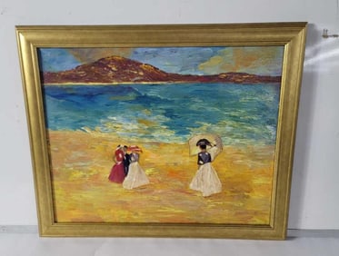 Oil Painting Of Women On Beach