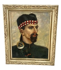 Mid Century 60s Signed Hand Painted Oil On board