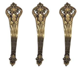 19thc French Gilt Large Trio of Curtain hangars