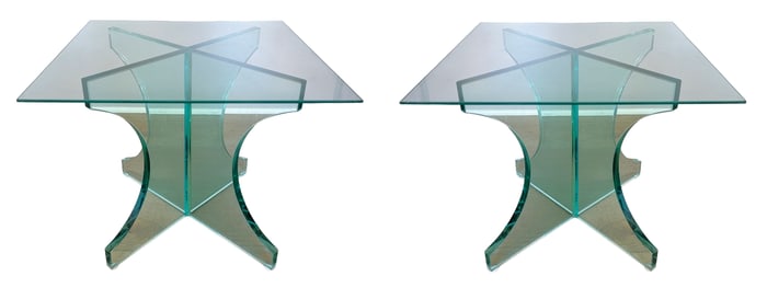 Set of Two Contemporary Glass Side Tables
