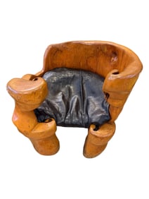 1977 Mid Century Rustic Continental Carved Wooden Chair by Watkins