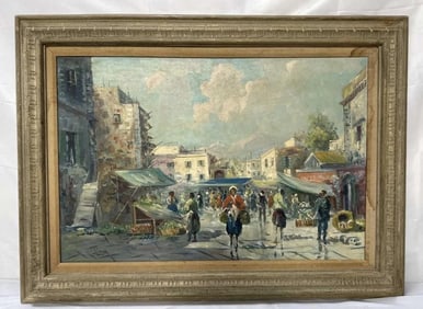Vintage signed Jilipigni Oil Painting on Canvas