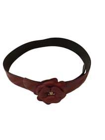 Chanel Red Leather CC Camelia Belt