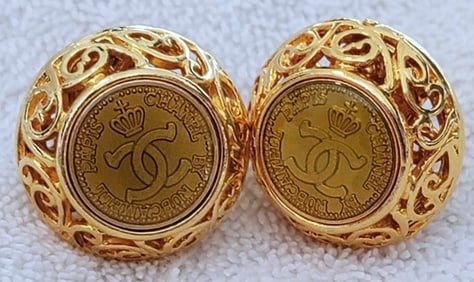 Chanel Pair of Vintage Gold Earrings