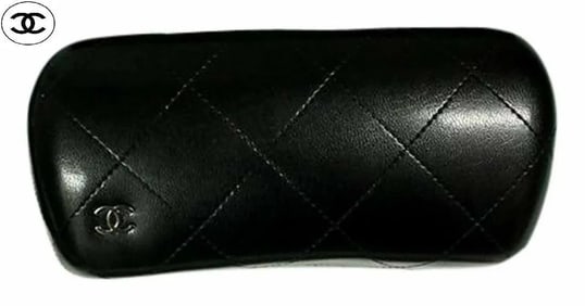 Chanel Black CC Logo Leather Glasses case