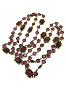 Rare 80s Chanel Amethyst Infinity Chicklet Necklace
