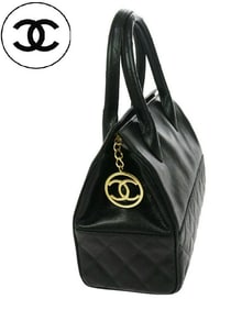 Authentic Chanel Runway Black Caviar Doctors Handbag Gold Accent.